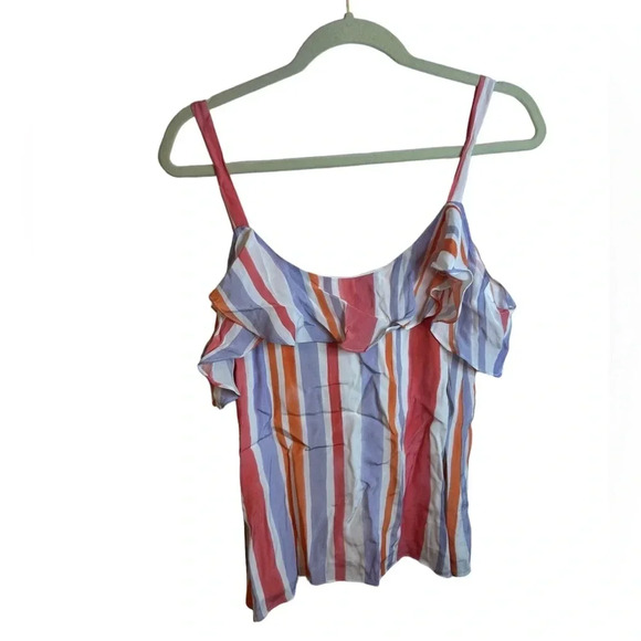 NWT L’ACADEMIE STRIPED OFF SHOULDER RUFFLE BLOUSE - Picture 2 of 5